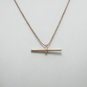 Antique 9ct Rose Gold Heavy Albert T-Bar Necklace 17 Inch Popcorn Chain