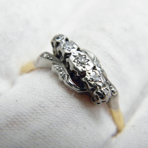 Antique 18ct Gold Platinum Diamond Twist 5 Stone Ring Band Size O (US Size 7.25) 1870s