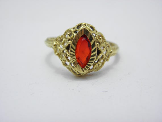 Vintage 18ct Solid Gold Ruby Solitaire Ring Band … - image 5