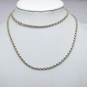 Antique 9ct Gold Diamond Belcher Cable Chain Necklace 29 Inch 3mm Wide 15g