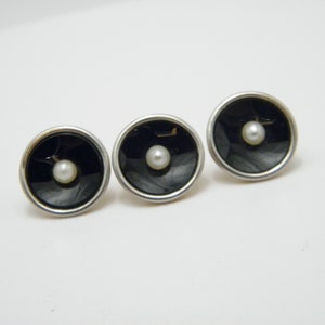 Antique 18ct Gold Onyx Pearl Dress Button Stud Set 13mm c1880 Tuxedo