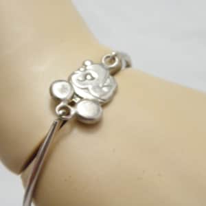 Vintage Sterling Silver Mickey Mouse Torque Bracelet 7.25 Inch Disney