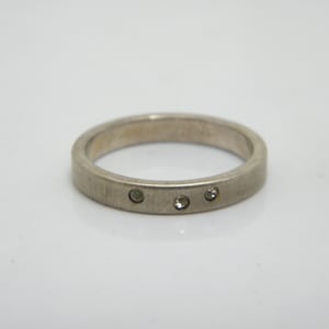 Antique / Vintage Sterling Silver Dia Gemstone Wedding Band Ring Size L 1/2 (US Size 6)