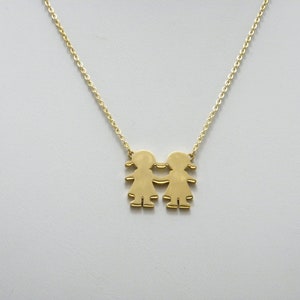 Vintage 18ct Gold Heavy Designer Best Friends Pendant Necklace 17 Inch Cable Chain 5g