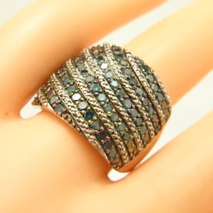 Vintage 2.0 Cttw Diamond Signet Ring Band Size N 1/2 (US Size 7) Sterling Silver
