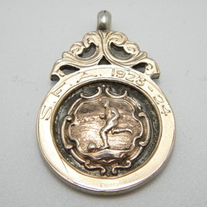 Antique 9ct Rose Gold Silver Football Medal Fob c1920 Chester Large Heavy