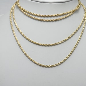 Vintage 9ct Gold Heavy Extra Long Rope Chain Necklace 54 Inch 2.5mm Wide 26g