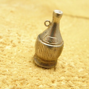 Antique / Vintage Sterling Silver Huge Old Chianti Bottle Charm for Bracelet or Pendant