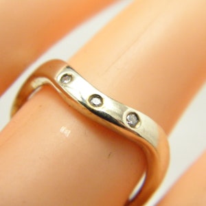 Vintage 18ct White Gold Diamond Wiggle Heavy Band Ring 3.2mm Size L (US Size 6) c1960