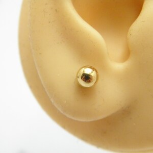 Vintage 9ct Gold Plain Ball Large Stud Earrings (Pair) 5mm c1980