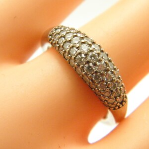 Antique / Vintage Sterling Silver 1.25 Cttw Diamond Dome Keeper Ring Size Q (US Size 8.25)