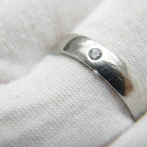 Vintage 950 Palladium Diamond Heavy Wedding Band Ring 4.2mm Size M 1/2 (US Size 6.5)