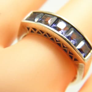 Vintage Sterling Silver Cornish Iolite Eternity Ring Band Size Q (US Size 8.25)