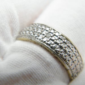 Vintage 9ct Gold Heavy Diamond Band Ring 6mm Band Size O (US Size 7.25)