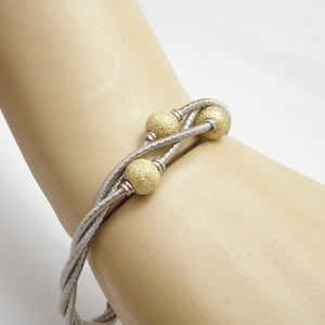 Vintage Sterling Silver 9ct Gold Twist Ball Bracelet 7.75 Inch 17g