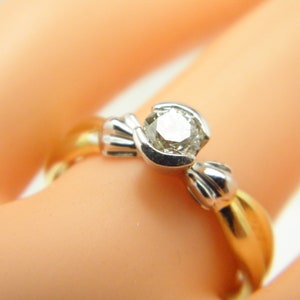 Vintage 18ct Gold 0.50 Cttw Diamond Solitaire Ring Band Round Brilliant Cut Size O (US Size 7.25)