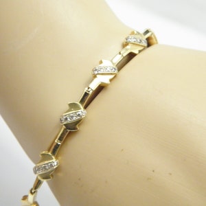 Vintage 14ct Gold 1.0 Cttw Diamond Link Bracelet 8 Inch 6mm Wide Heavy 11g