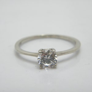 Antique / Vintage Sterling Silver Dia Gemstone Solitaire Band Ring Size S 1/2 (US Size 9.5)