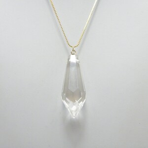 Vintage 9ct Gold Quartz Divining Pendant Necklace 30 Inch Byzantine Chain 23g