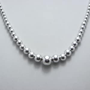 Vintage 9ct White Gold Heavy Ball Necklace 18 21 Inch c1980 Quality Chain 23g