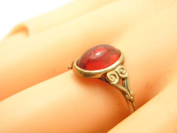 Antique 12ct Rose Gold Ruby Paste Solitaire Ring … - image 4