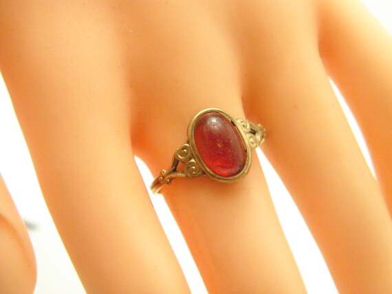 Antique 12ct Rose Gold Ruby Paste Solitaire Ring … - image 3