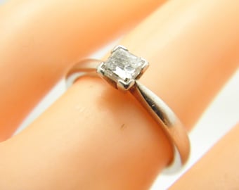 Vintage 950 platina diamant zware solitaire ring band maat J 1/2 (Amerikaanse maat 5) Verloving