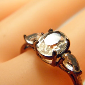 Antique / Vintage 14ct Rose Gold Vermeil Spinel Trilogy Ring Size S (US Size 9.25)