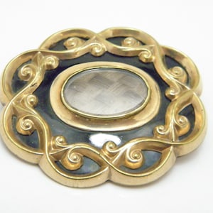 Antique 9ct Gold Enamel Mourning Locket Brooch Pin c1850 Heavy 18g