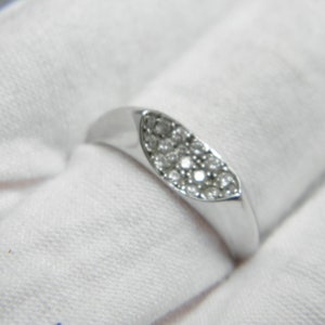 Vintage 18ct Heavy White Gold Diamond Crescent Cluster Ring Band Size M (US Size 6.25)