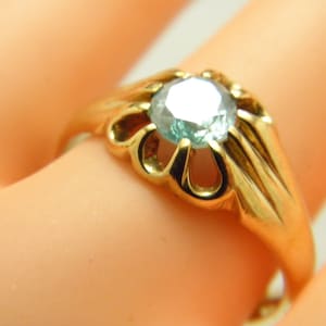 Vintage 9ct Gold 1.0 Cttw Diamond Solitaire Gypsy Ring Band Size S (US Size 9.25)