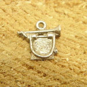 Antique / Vintage Sterling Silver Huge Bugle Charm for Bracelet or Pendant