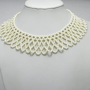 Vintage 9ct Gold Pearl Bib Collar Necklace 15 Inch 60mm Wide c1950
