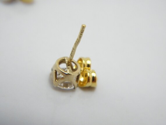 Vintage 14ct Gold Dia Stud Earrings (Pair) 6.5mm … - image 8