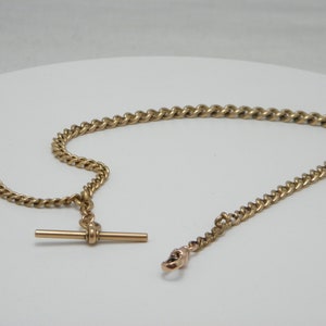Antique 9ct Heavy Rose Gold Watch Chain Single Albert Curb Link 13 Inch 23g c1880