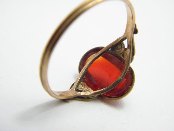 Antique 12ct Rose Gold Ruby Paste Solitaire Ring … - image 8