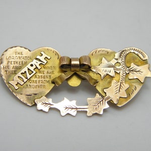 Antique 9ct Gold Mizpah Lovers Brooch Pin c1880 Superb Quality