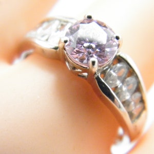 Vintage 9ct White Gold Heavy Pink Sapphire Dia Cluster Ring Band Size T 1/2 (US Size 10)