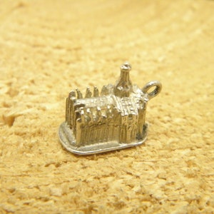 Antique / Vintage Sterling Silver Huge Cathedral Charm for Bracelet or Pendant