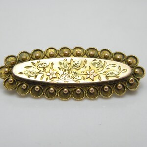 Antique 9ct Gold Floral Bar Brooch Pin c1880 High Quality Chester