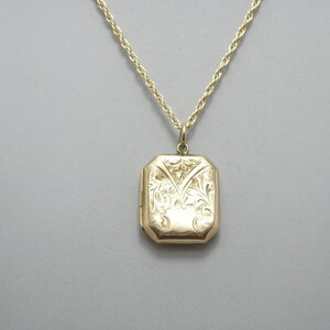 Antique 9ct Gold Nouveau Locket Pendant Necklace 18 Inch Twist Chain c1880 7g