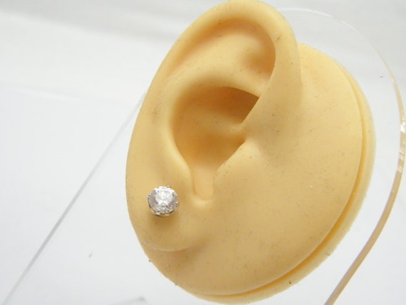 Vintage 14ct Gold Dia Stud Earrings (Pair) 6.5mm … - image 2