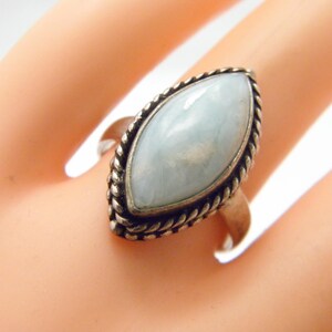 Vintage Sterling Silver Larimar Statement Ring Band Size O (US Size 7.25)