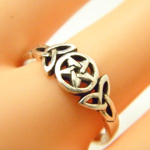 Vintage Sterling Silver Wiccan Pentagram Signet Ring Band Size U 1/2 (US Size 10.5)