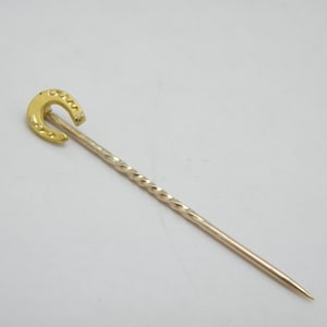 Antique 15ct Gold Lucky Horseshoe Tie Lapel Cravat Stock Pin c1880