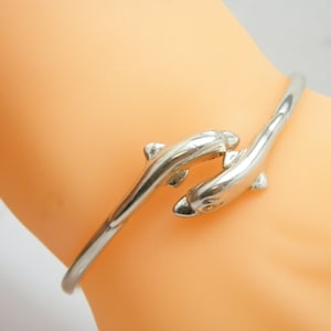 Vintage 14ct White Gold Dolphin Torque Bangle 16mm Wide Heavy Greece c1990