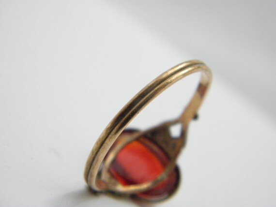 Antique 12ct Rose Gold Ruby Paste Solitaire Ring … - image 9