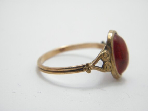 Antique 12ct Rose Gold Ruby Paste Solitaire Ring … - image 7