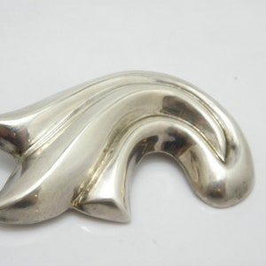Vintage Sterling Silver Designer Massive Nouveau Swirl Brooch c1960 Heavy 26g