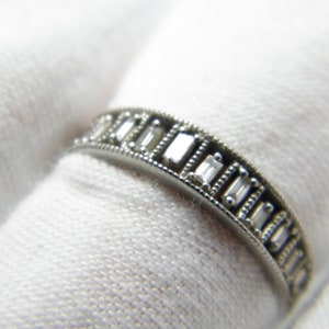 Vintage 950 Palladium Diamond Heavy Greek Band Ring Size J (US Size 5)
